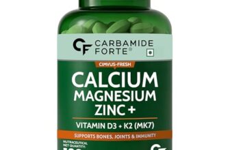 Carbamide Forte Veg Calcium And Vitamin D3 Tablets | Calcium Tablets for Women & Men | Magnesium Zinc Supplement With Vitamin D3 + K2 MK7 To Support Bones health, Joints & Immunity – 120 Tablets