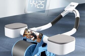 Lifelong LLAR02 Ab Roller With Automatic Rebound, Elbow Support, Timer & Mobile Holder, Dual Non-Slip Wheels, Professional Core Strength Training Ab Roller, Home Gym Core Trainer With Knee Pad – Blue