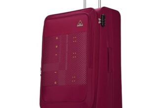 Aristocrat Duralite Large Polyester Soft Spinner Trolley Bag, 78Cm|Combination Lock|8 Wheels|3 Years International Warranty|Red