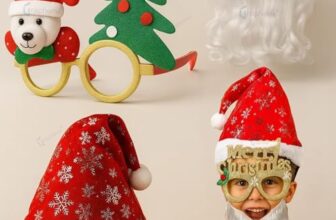 GRAPHENE 3 Christmas Accessories Combo Gift Pack Goggles Frame,1 Santa Cap & Beard Set X Mas Day Celebration Items for Kids Boys Girls Adults New Year Party Decoration Items Party Fun Props