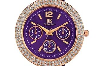IIK COLLECTION Watch for Women Round Studded Dial Girls Watches |Analogue Quartz Movement Ladies Watch Long Battery Life Stainless Steel Chain Strap Double Lock Clasp Safety Watch for Girls.