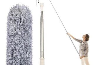 Fogray Telescopic Duster Washable Duster, Long Extendable up to 237 cm, Dust Mop with Telescopic Rod, Dust Magnet, Bendable Dust Catcher, Spider Web Remover for High Ceilings, Ceiling Fan, Grey