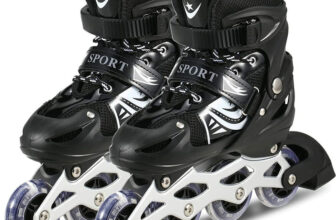 Pramukh Fashion Adjustable Inline Skates Roller Blades for Girls and Boys In-line Skates In-line Kids Size  3 UK – 6 UK(Adjustable, Advanced, Black)