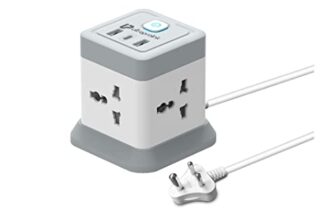 UltraProlink 7 in 1 Cube Extension Board Power Strip Multi-Port | ISI Approved Heavy Duty Cable-2m |7 Ports-1 Fast Charge Type-C(PD 20W),2 USB-A Ports & 4 AC Sockets | Charges iPhone 50% in 30 min