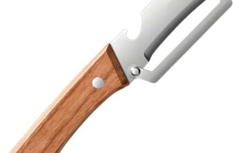 Stainless Steel Vegetable Peeler with Wooden Handle & Built-in Bottle Opener – Single Blade Fruit & Veg Peeler with Ergonomic Grip, Rust Resistant Kitchen Tool for Home Cooking Use