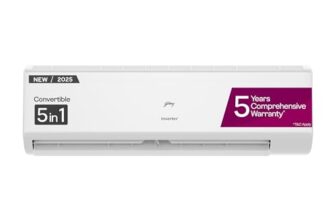 Godrej 1.5 Ton 5 Star, 5 Years Comprehensive Warranty,AI Powered, 5 in1 Convertible Cooling, Self Clean, Inverter Split AC (Copper, Model, Heavy Duty Cooling at 52°C, AC 1.5T EI 18I5T WZR,White)