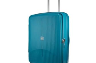 F Gear Myton Cyan Blue Medium Front Opening Hard Luggage | Lightweight Expandable Check-In Suitcase with 360° Spinner Silent 8-Wheels, Built-in TSA Lock, Anti-Theft Zipper & 3-Level Telescopic Trolley