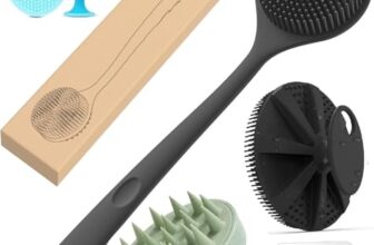 CANDY KART4-in-1 Soft Silicone Bath Brush Set | Long Handle Back Scrubber + Body Scrubber + Scalp Massager + Face Massager | Super Exfoliating & Lathering Shower Brush | BPA-Free | For Men & Women | With Free 3 Hook