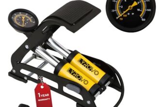 Lyrovo 160 PSI Double Cylinder Portable Foot Pump Air Tyre Inflator for car Bike and Cycle, Yellow