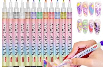 Acrylic Nail Art Pens 12 Color Set 0.7mm Fine Tip Nail Design Pens for Nail Drawing Patterns Lines Dots and Nail Art Work