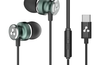 Ambrane Type-C Wired in Ear Earphones, 10Mm Bass Drivers, Inline Controls for Type C Smartphones, iPhone 15 & Laptop, 1.2M Braided Anti Tangle Wire with Mic for Clear Calling (Stringz 03, Green)