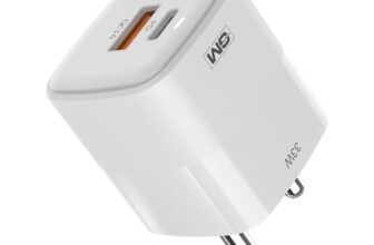 GM G+ 33W Fast Charging Mobile Adapter with GaN Technology | Dual-Port Type A and Type C Adaptor | Travel Charger for Apple iPhones, Smart Watch, Android Phone, and Other Devices