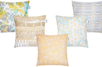 Amazon Brand – Solimo Luvem Polyester Printed Cushion Covers, Set of 5, 16 x 16 inch
