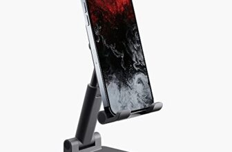 Ambrane Multipurpose Tabletop Mobile Stand | Adjustable Angle & Height| Universal Holder for iPhone, Samsung, OnePlus & All Smartphones | Portable, Anti-Skid | for Home, Office, Bed & Gifting (Black)