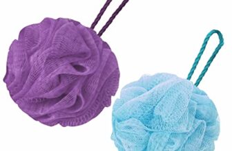 GUBB Lux Bath Sponge Loofah – Soft & Fluffy With Multiple Layers of Fibrous Matrix For A Fun Shower Time | Loufa/Luffa/Lufa/Poof/Pouf – Perfect Loofahs/Loofas for Men and Women | Bathing Scrubber For Body – 2 Loofahs,- Lilac & Arctic