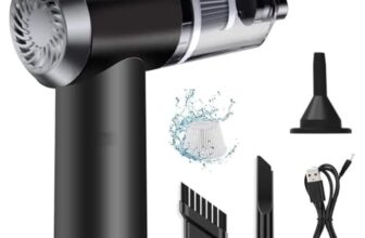 Eloxee 3-in-1 Portable Car Vacuum Cleaner with Blower, USB Rechargeable, Black, Wireless Handheld Mini Design, Strong Suction, Washable HEPA Filter for Car, Home, Travel