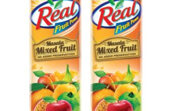 DABUR Real Masala Mixed Fruit Juice-1L (Pack Of 2)|No Added Preservatives,No Artificial Colours & Artificial Flavours|Goodness Of Best Fruits With Chatpata Masala|Daily Dose Of Fruit Nutrition