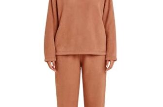 KOTTY Women’s Coral Fabric Fab Brown Winter Set (Brown,L)-KTTWINTERSET164L