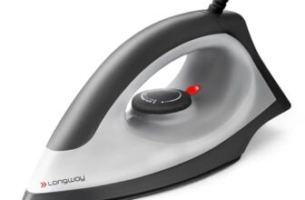 Longway Kwid Light Weight Non-Stick Teflon Coated Dry Iron, Electric Iron for Clothes | 2 Years Warranty (1100 Watt, Black)