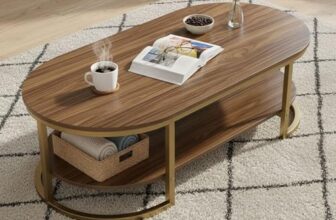 RIZIK Stores® Coffee Table – Modern 2-Tier Center Table with Engineered Wooden Top & Metal Frame, Living Room Sofa Table, Elegant Cocktail Table for Home, Office, Dining (Buffer 4 pc)