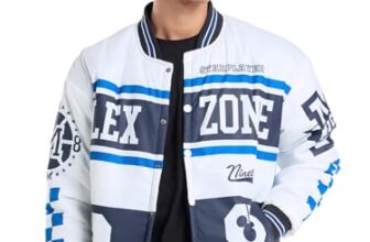 Bewakoof Official Disney Merchandise Mickey Men’s Typography Oversized Fit Full Sleeve Stand Collar Nylon Jacket_684821_White_XL