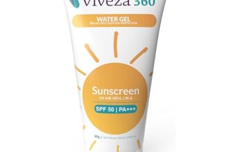 Viveza 360° Broad Spectrum Aqua Gel Sunscreen with SPF 50 & PA+++ protection against UV-A, UV-B, IR-A, HEVL with Zinc Oxide, Sodium Hyaluronate & Glycerine