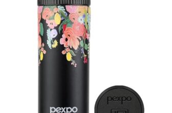 Pexpo Crypto Art 500 ISI Certified Stainless Steel Vacuum Insulated Coffee Tumbler – 430ml | Hot & Cold | Double Wall Flask | Leak Proof | Travel Mug for Office and Car – Floral Black UV Print