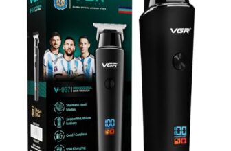 VGR V-937 Professional Hair Trimmer for Men, Rechargeable Beard Trimmer & Body Trimmer, Up to 1 Year Runtime on Single Charge, 500 Min Long Battery Life, Low Noise, LED Display, Type-C Fast Charging