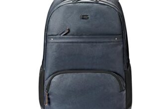 Gear vintage 2 19”/33L Large Faux Leather without Antitheft Water Resistant Laptop Backpack/Casual Backpack/Daypack/Travel Backpack/College Bag For Men/Women(Navy-Black)