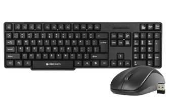 ZEBRONICS Companion 107 2.4GHz Wireless Keyboard & Mouse Combo, 104 Keys, UV Printed keycaps, 12 Integrated Multimedia Keys, 3 Button Mouse, 1200 DPI, High Precision, Advanced Optical Sensor (Black)