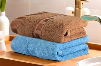 Urbane Home Pack of 2 Cotton Hand/Face Towels for Men & Women | Easily Washable | Workout Gym Napkins for Men | Pocket Towel – Sky Blue & Golden