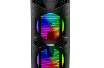 FRONTECH Wireless Bluetooth Speaker with RGB Lights | Upto 2 Hours Playback Time | Dual 5W Drivers | USB/TF/FM Radio/Aux/Microphone Connectivity | 1200 mAh Battery | 1 Year Warranty (SW-0068,Black)