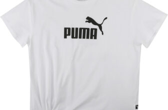 PUMA Girls Typography, Printed Cotton Blend Regular T Shirt(White, Pack of 1)