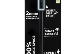 Haier 602L 3Star 2 Door Side by Side Frost Free Refrigerator|100% Convertible|Expert Inverter Technology|Digital Display Panel|Triple Twist Ice Maker|Deo Fresh Technology (HRS-682KS, Black Steel)