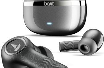 Boat Nirvana Iris Truly Wireless in Ear Ear Buds w/Up to 32 dB Active Noise Cancellation,120 Hrs Playback,Crystal Bionic Sound Powered by HiFi,Beast Mode,ENx Tech,Hearables App(Crystal Black)