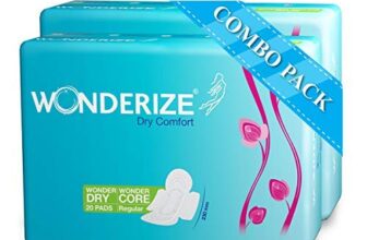 Wonderize Dry Comfort Sanitary Napkins for Women – Regular 230mm, Super Saver Pack, 40 Pads (Combo of 2)