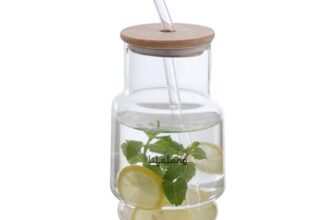 Lifelong 520 ml Glass Sipper with Bamboo Lid | Transparent Borosilicate Tuff Glass Tumbler for Milk, Juice, Cold Beverages | Aesthetic, Lightweight, Scratch Resistant & Reusable Cup
