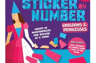 BeginBird Sticker By Number DIY Art Activity Fairy Tales,Craft Kits & Supplies, Mess-Free Fun For Kids,Unicorns and Princesses,10 Magical Artworks, 500+ Stickers ,Art & Craft Kit,Travel Toys,Gifts for Boys & Girls Ages 5, 6, 7,8,9,10,12