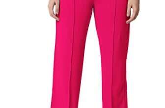 KOTTY Womens High Rise Regular Solid Trousers Rani Pink