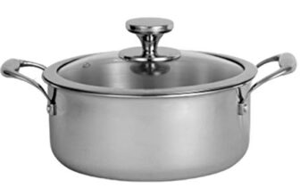 Nirlon Platinum Triply Stainless Steel Casserole with Glass Lid, 20 cm|2.8 Liter