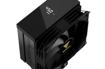 Gamdias Boreas E2 41D Black, CPU Cooler 120mm Fan, CPU Temperature Fan Speed Display | Support AMD & Intel CPU Socket AM5, AM4/ PWM Case Fans/72.94CFM Air Flow/ 4 Heat Pipes