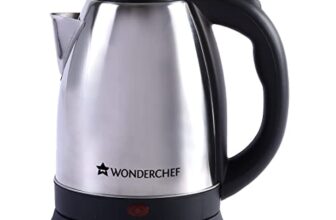 Wonderchef Crescent Electric Kettle 1800W with Stainless Steel Interior | Safety Locking Lid | 1.8L Capacity | 2 Years Warranty