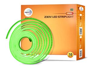 wipro Garnet 10 Meter Led Strip Light| 120 LEDs/Mtr | Green | Ip65-Waterproof | Flexible Rope Light for Outdoor & Indoor Decoration for Diwali, Christmas|Strip for Balcony, False Ceiling|Pack of 1