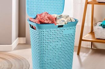 Kuber Industries 70 Ltrs Plastic Large Laundry Basket for Clothes with Lid | Multipurpose Storage Organiser for Home, Bedroom and Bathroom | Aero Blue