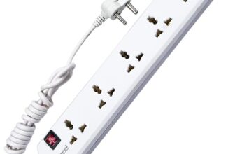MULTYBYTE 5 Socket 1 Switch Power Saving Outlet Extension Board, High Speed, Fast Charging- Power Strip, Surge Protector, 4M Cable Shockproof Fire-Retardant, Multipurpose Use Spike for Home & Office