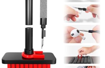 Sounce Cleaning Soft Brush Keyboard Cleaner 5-in-1 Multi-Function Computer Cleaning Tools Kit Corner Gap Duster Keycap Puller for Bluetooth Earphones Lego Laptop AirPods Pro Camera Lens (Black)