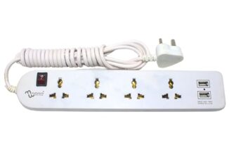 MULTYBYTE 4 Socket 2 USB Port Outlet Extension Board, High Speed, Fast Charging- Power Strip, Surge Protector, 2M Cable Shockproof Fire-Retardant, Multipurpose Use Spike for Home & Office