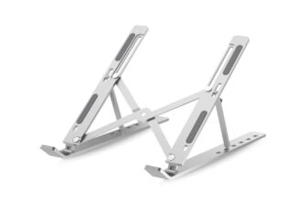HAMERA ENTERPRISES Laptop Stand Adjustable Foldable Metal Laptop Riser Portable Notebook Stand with Multi Angle Positions Desktop Laptop Holder Stand for Desk Use Silver