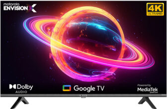 MOTOROLA EnvisionX 109 cm (43 inch) Ultra HD (4K) LED Smart Google TV with Inbuilt Box Speakers(43UHDGDMBSXP)