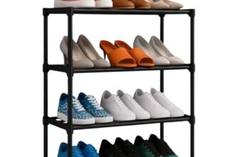 KEEKOS Portable Shoe Rack for Home Plastic with Door,Adjustable Plastic Shoe Rack for Bedroom/Outdoor Waterproof, Shoe Storage Organizer,with Shelves
